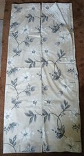 Pair Of Floral And Leaf Patterned Beige Lined Curtains