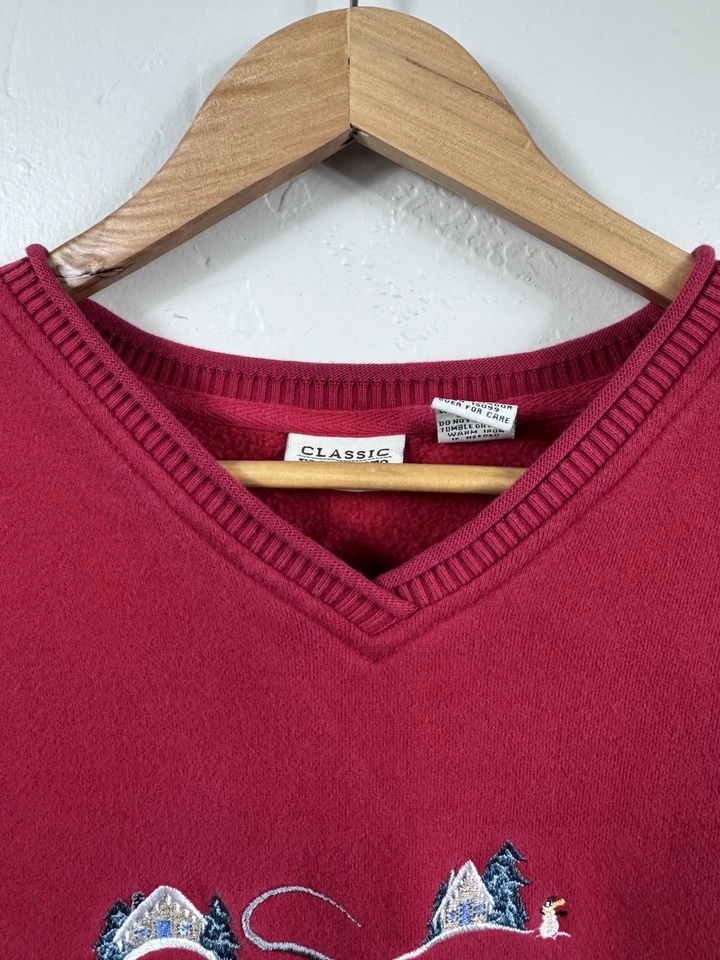 Классические элементы красный Рождественский свитер женщин большой толстовка пуловер снеговик - Изображение 4 из 4