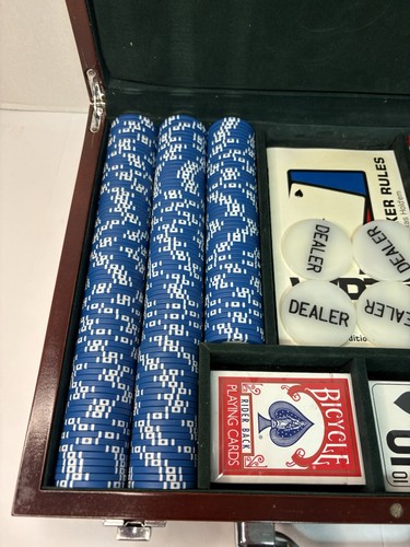 World Poker Tour WPT Poker Chip Set * Kirschholzkoffer* 400 Chips rot blau schwarz - Bild 5 von 13