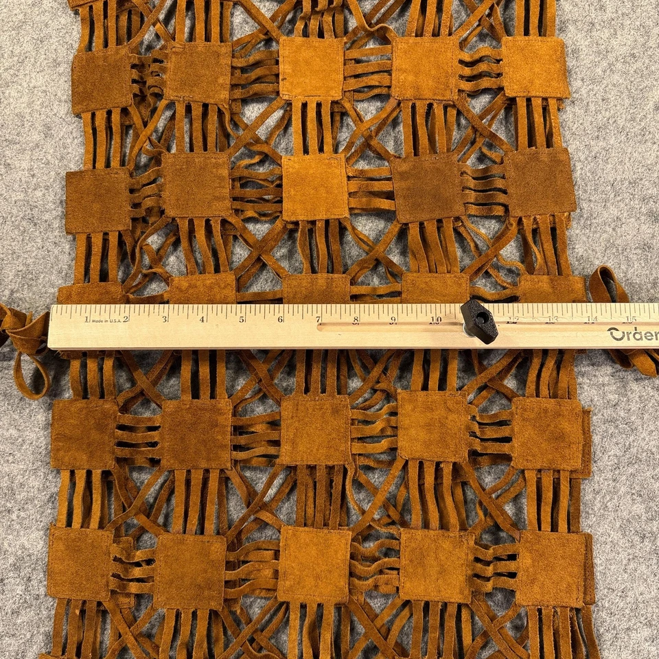 Chaleco túnica de celosía de gamuza de colección para mujer talla única marrón boho festival hecho a mano Foto 4 de 4