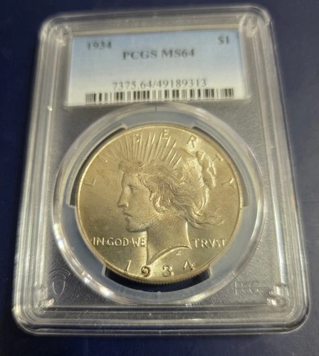 1934 Peace Silver Dollar MS63 Great Coin Key Date