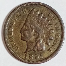 Indian Head Penny"1"Coin Lot 1891 *VERY NICE *FULL LIBERTY* $FREE SHIPPING$ #A53