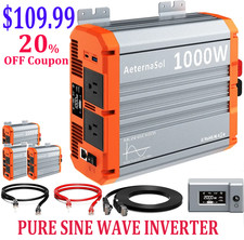 1000W Power Inverter DC 12V to AC 110V 120V Pure Sine Wave Inverter Converter US