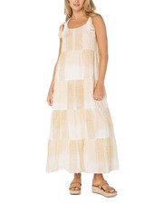Liverpool Los Angeles Textured Sleeveless Maxi Dress Women's XS Brown//Cream