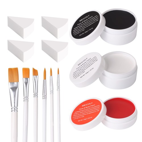 Clown Makeup KitWhite Black Red Face Body Paint for Halloween Devil Joker Zo