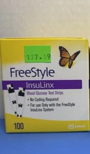 100 Count 1/31/26 Abbott Freestyle InsuLinx Blood Glucose Test Strips No Coding