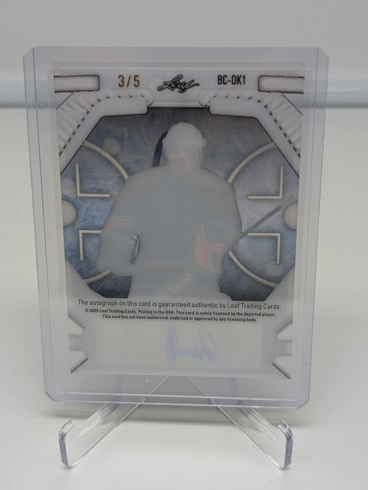 Olaf Kolzig 2025 Hoja Metal Hockey Leyendas Plata Brillo Acetato #'d 3/5 AUTO Foto 2 de 2