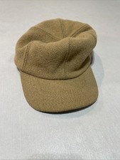 USA Made Wool Blend Hunting Cap Ear Flaps Tan/Brown 85% Wool Altered Fits 7.125