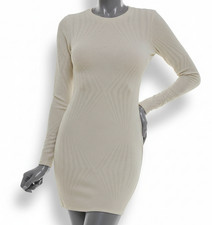 B. Darlin Juniors' Women's Ivory Crewneck Glitter Long Sleeve Dress, Size L