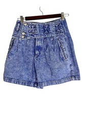 Vintage Denim High Waist Shorts Blue 26" Acid Wash 80s Y2K Festival Retro Chic