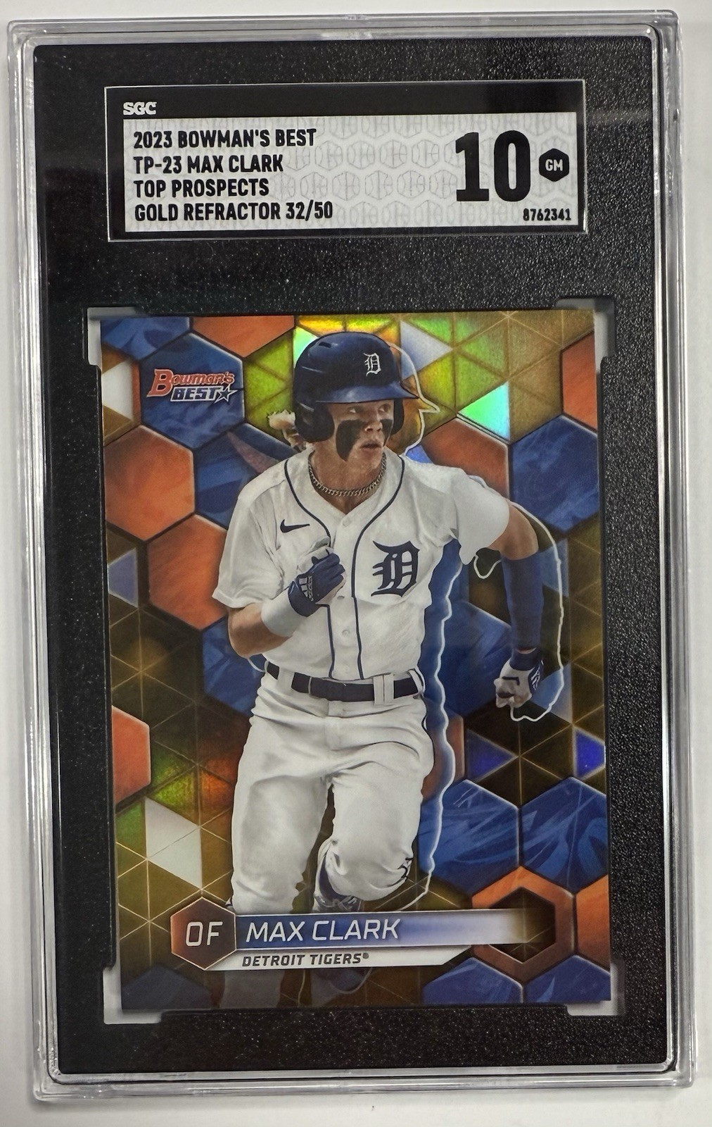 Max Clark 2023 Bowman's Best Top Prospects Gold Refractor #d 32/50 TP-23 SGC 10
