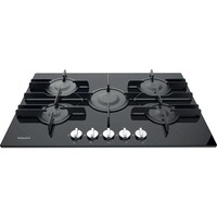 Hotpoint Glass on Gas Hob 5 Burner 75cm Black Flame Control FTGHG 751 D/H(BK)