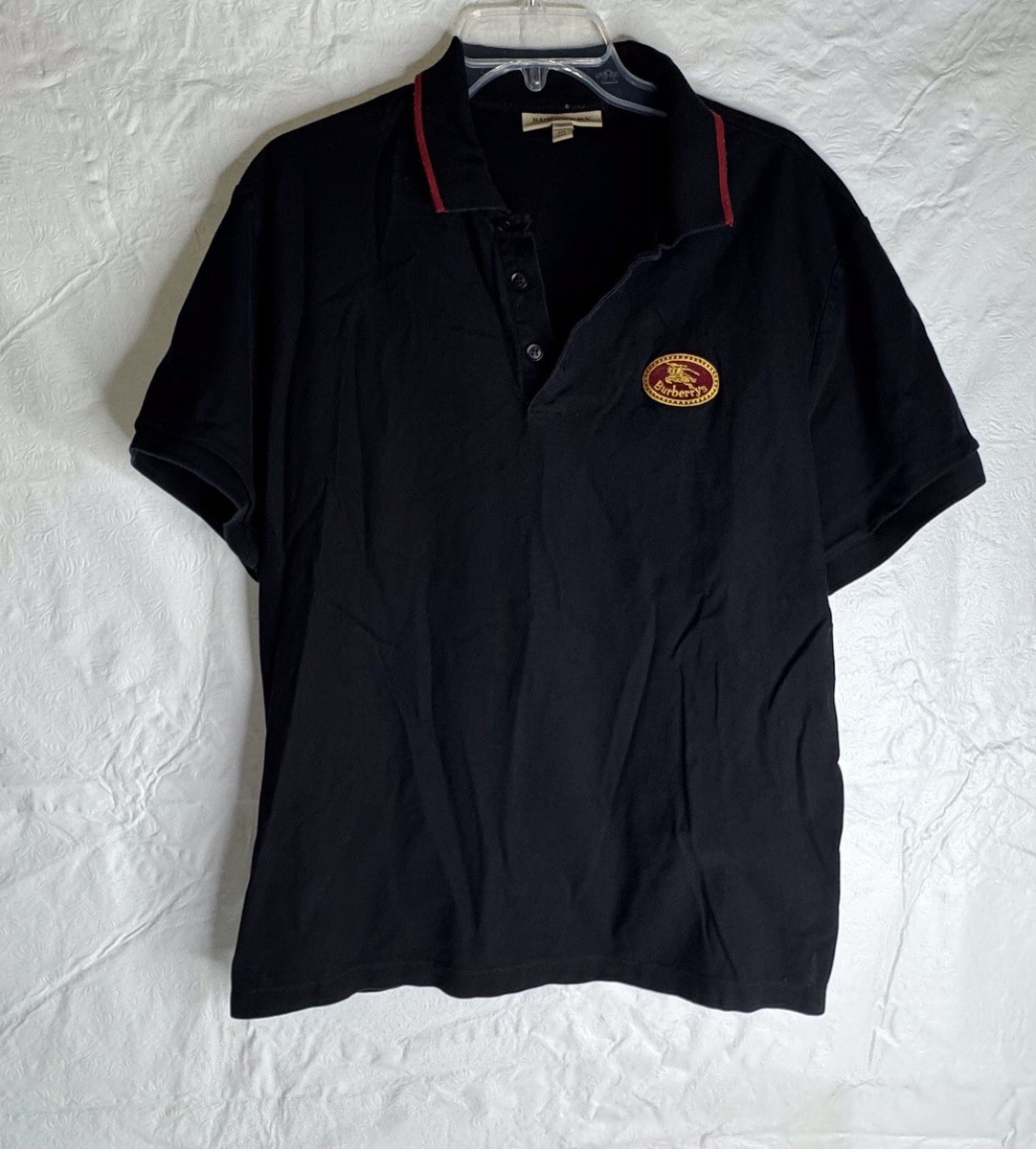 Burberry Black Polo Shirt Yellow Red Logo Horse Size XXL Men's | eBay