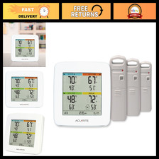 Temperature Humidity Monitor Station with 3 Sensors, Indoor/Outdoor, White