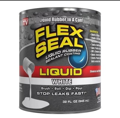 Flex Seal Liquid - Liquid Rubber Sealant Coating - White - Jumbo - Size: 32 oz