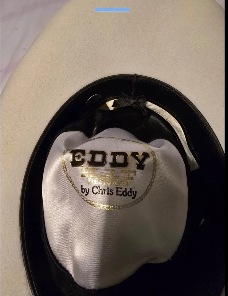 #B A Vintage Chris Eddy Designed Long Oval Wool And Fur Blend Cowboy Hat 7⅛ - Image 4 of 4