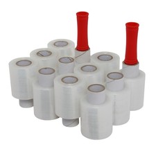 Portable 12 Rolls 4"x1000FT Stretch Wrap - Hand Pallet Film with 2 Rotary Handle
