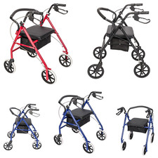 Folding Rollator Mobility Walker 4 Wheeled Walking Aid w/Seat Lightweight 3color