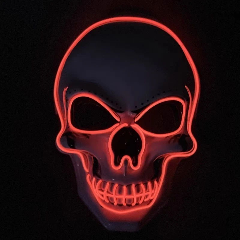 Máscara LED Calavera Purga Iluminar Disfraz Rave Juegos con disfraces Halloween Fiesta Regalo Utilería Juguete Foto 4 de 4