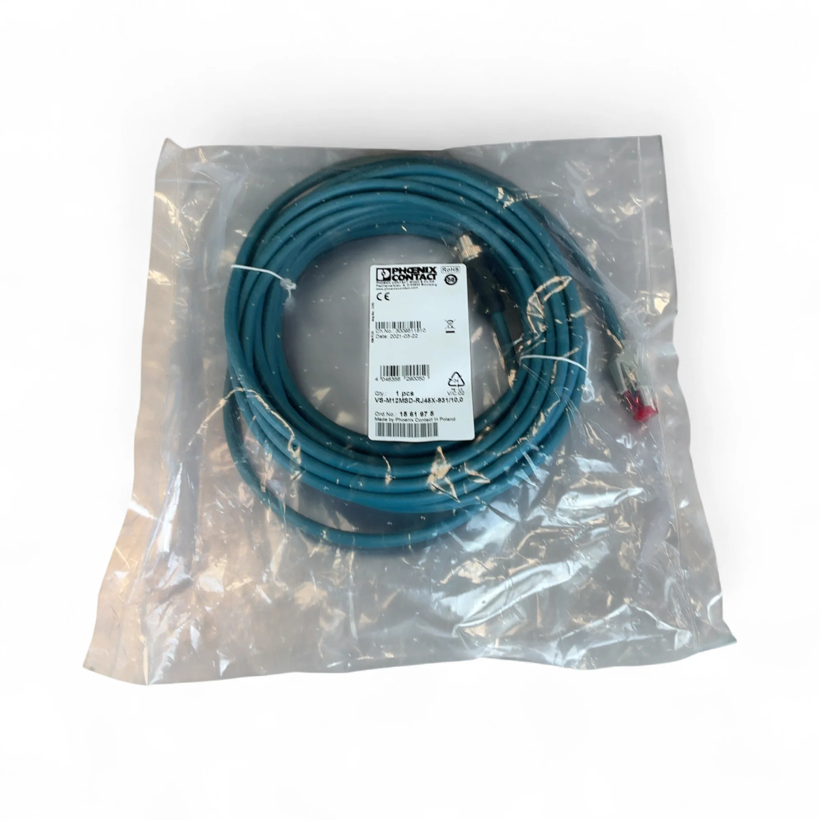 Phoenix Contact VS-M12MSD-RJ45X-931/10,0 Assembled Ethernet Cable