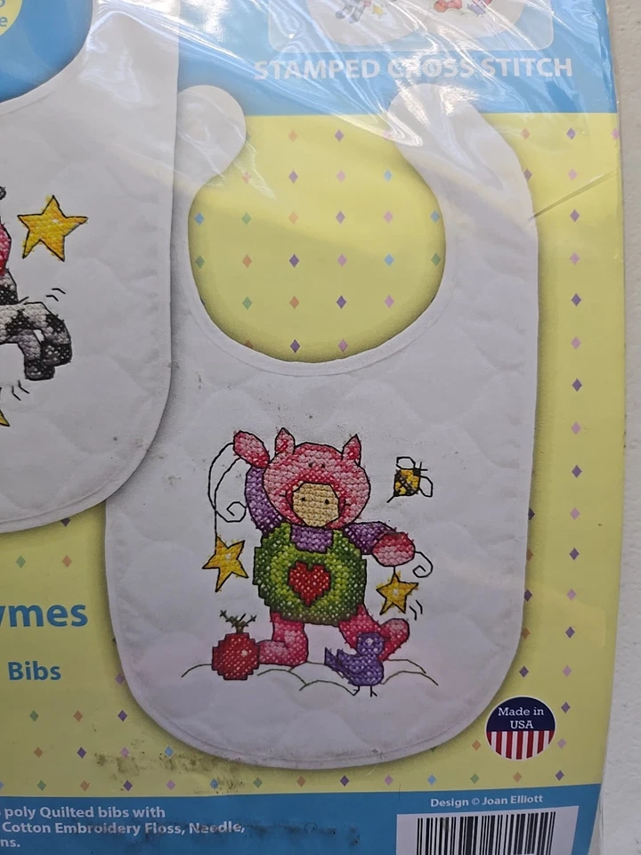 Design Works Stamped Bib Cross Stitch Kit 9"X14" 2 In Pkg-Nursery Rhymes - Image 3 of 4