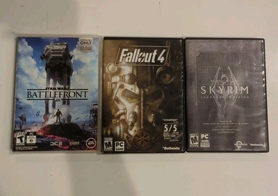 3 PC Game Lot Bethesda Star Wars Battlefront Fallout 4 Elder Scrolls Skyrim Box 