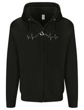 Mountain ECG Trekking Hiking Climbing Pulse Mens Zip Up Hoodie