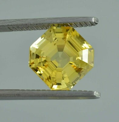 AAA Natürlich Makellos Ceylon Gelb Saphir Asscher Schnitt Lose Edelstein 7.20 CT - Bild 1 von 4