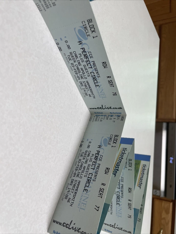 A perfect circle concert tickets Feb 3, 2004 8 Intact Block1 R 73-80 UK - Image 4 of 4
