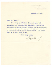 James Meston, 1st Baron Signed Letter 1942 / Autographed British Civil Servant