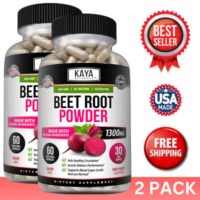 (2 Pack) Organic Beet Root Powder 1300mg Antioxidants Digestive Immune Support