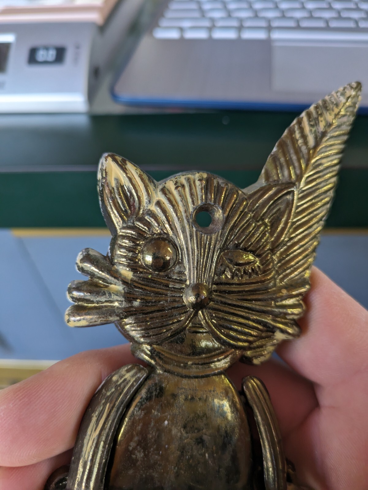 Vintage 5" Brass Winking Cat Door Knocker (10oz) eBay