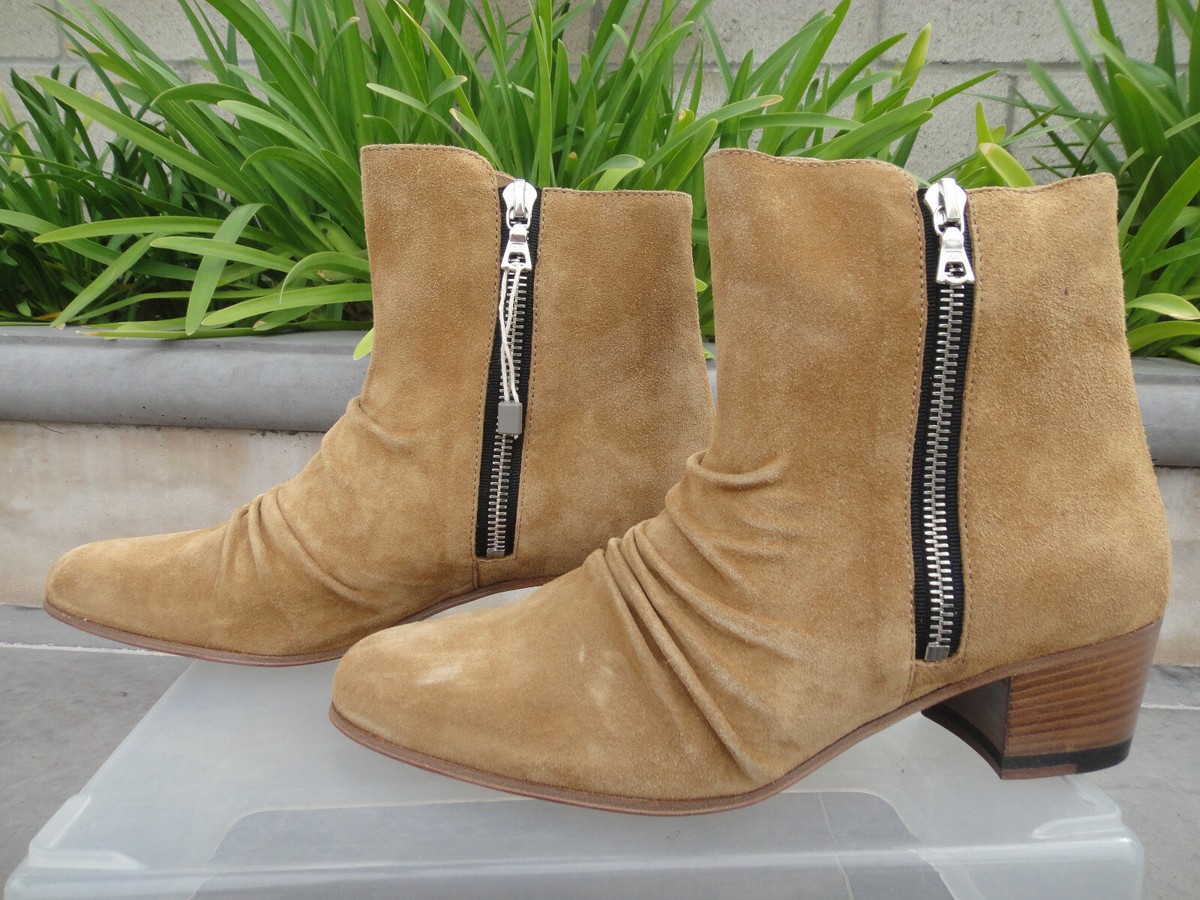 AMIRI stack boots スエードサイドジップブーツ Amiri STACK BOOTS Suede Inside/Outside Zip, Tan or Black, Pick