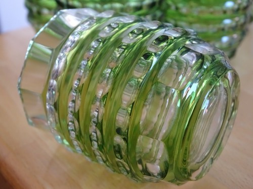 VINTAGE SIX CORDIALS GLASSES CRYSTAL VAL ST LAMBERT GREEN MOUSSE - Picture 5 of 9