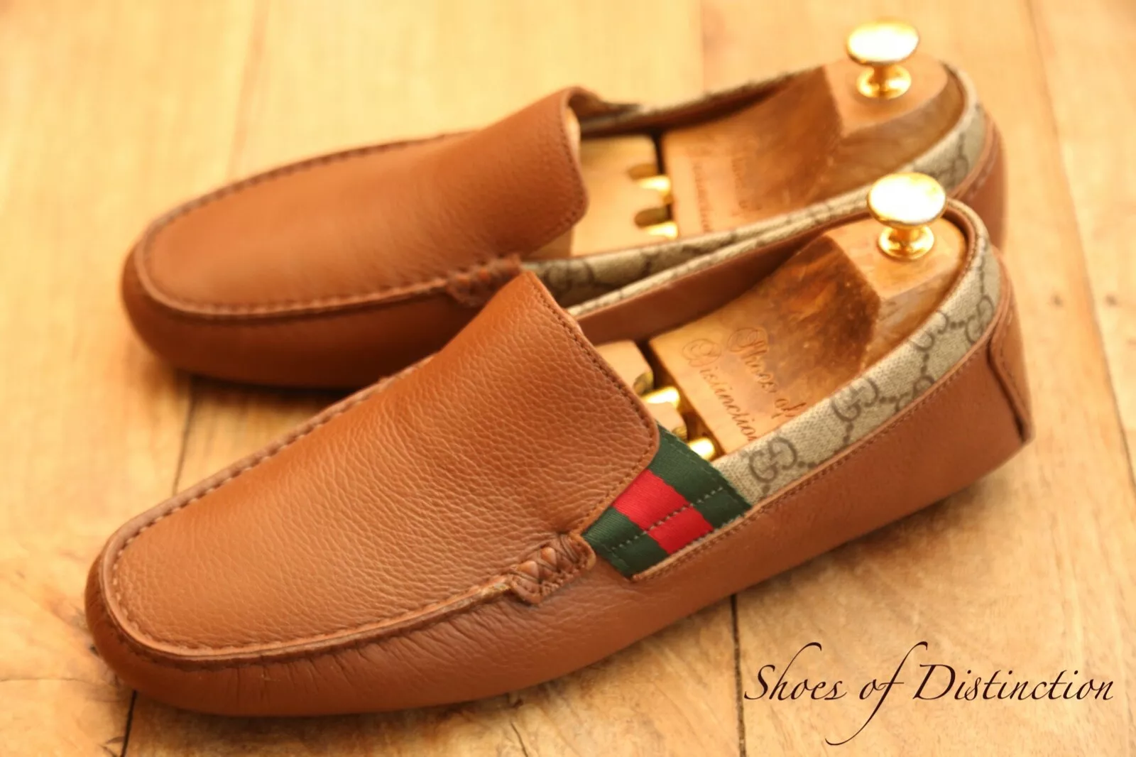 Chaussures de conduite en cuir marron monogramme Gucci GG mocassins homme UK 7,5 G US 8,5