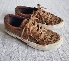 Michael Kors Girls Sneakers Sz 1 Youth Ima Rebel Tan Brown Metallic