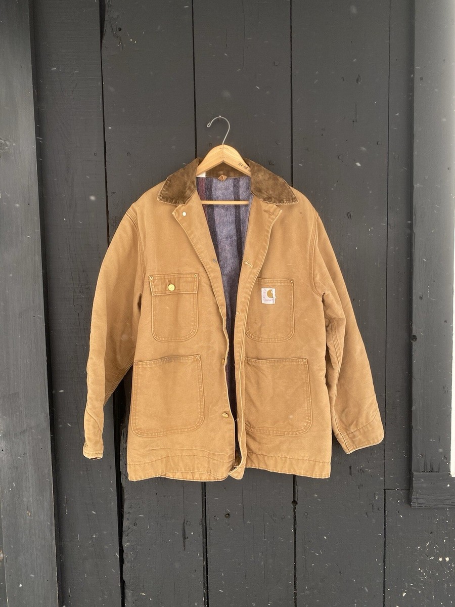 Vintage 70s USA Carhartt Jacket Canvas Wool Blanket Lined Chore