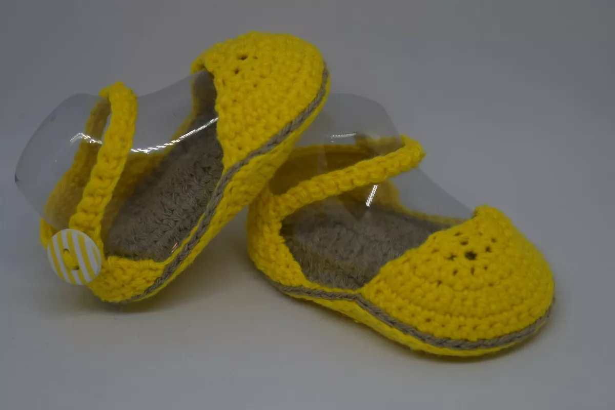 Sandali espadrillas neonato uncinetto colore giallo e corda