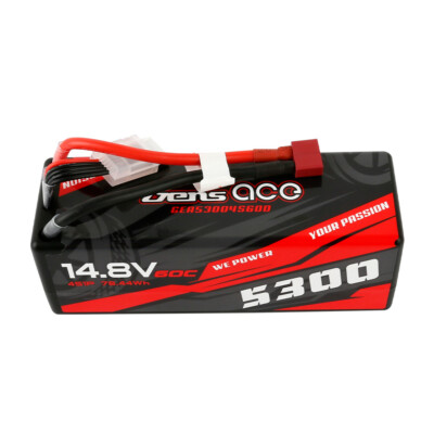 Gens Ace 5300mAh 14.8V 60C 4S HardCase Lipo Battery Deans Plug For 1/8 RC Buggy