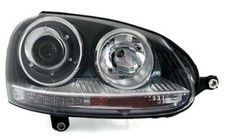 Faro destro per VW Golf 5 + Jetta 3 + GTI con Xenon D2S in nero