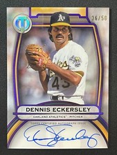 DENNIS ECKERSLEY /50 PURPLE ON CARD AUTO AUTOGRAPH 2025 TOPPS TRIBUTE MLB #TA-DE