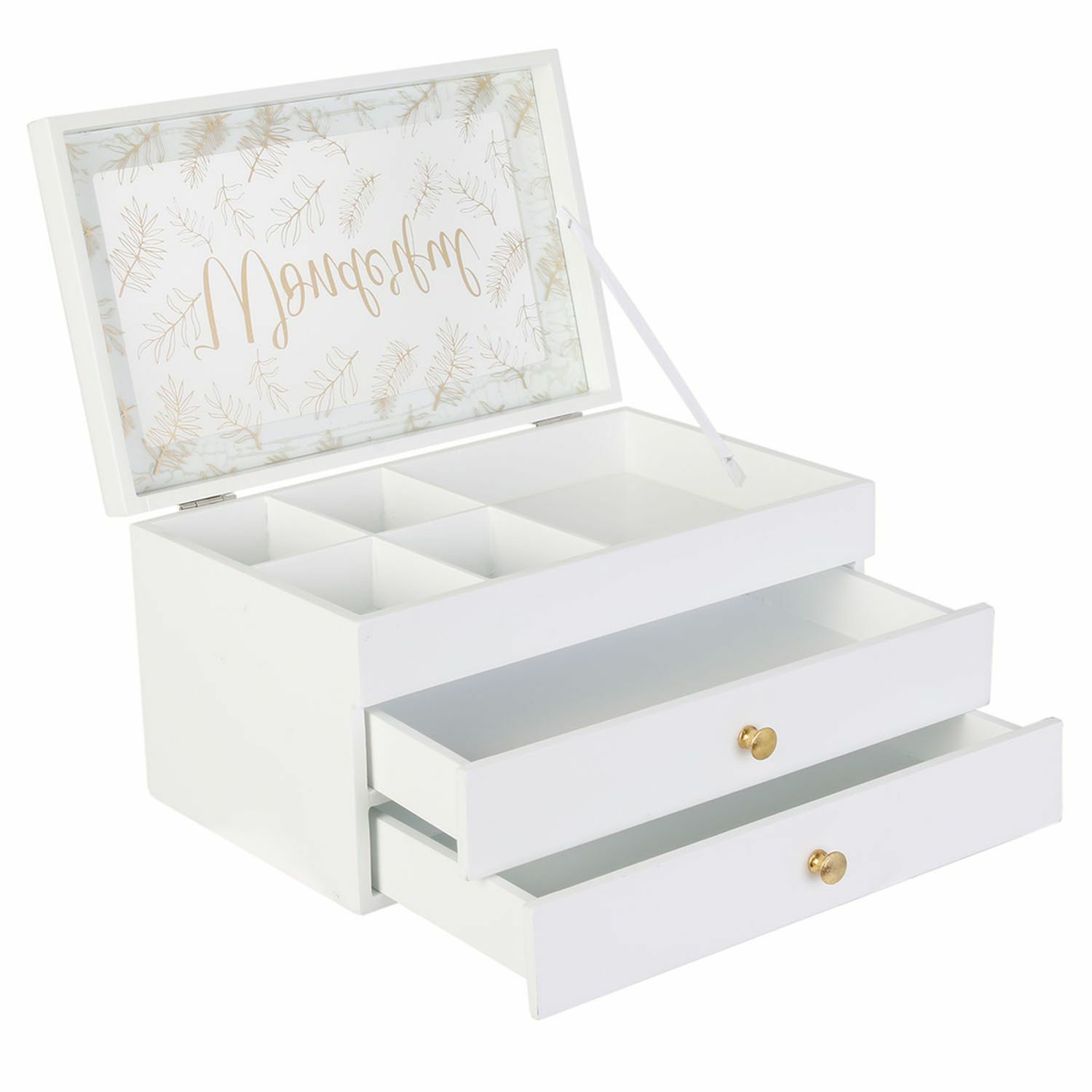 Boîte à bijoux scandinave Cocooning en bois blanc 24x16 cm