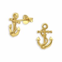 Kleine Anker Ohrstecker 925 Silber Goldbeschichtet Damen Ohrringe Schmuck