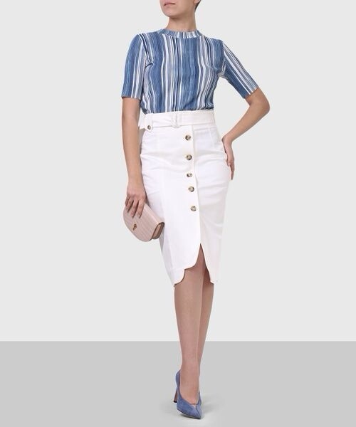 スカート SPORTMAX Women Mid Skirts 2512391053600 ALBUM1234 001 White Sportmax Max Mara Skirt White Button Down Cotton, with