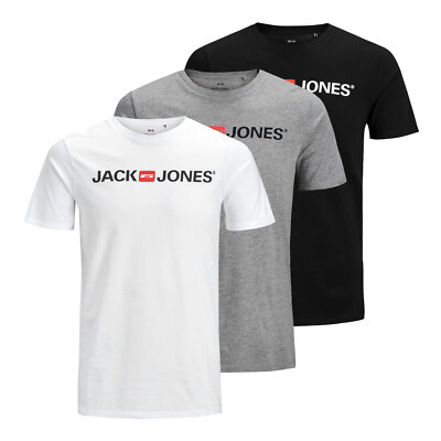 3er Pack JACK & JONES Herren Shirts T-Shirts Logo Tee Crew Neck