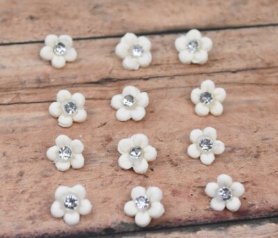 RECUERDOS FLORES MIGAJON BLANCO BLANCAS 12 X Primera Comunion BAUTIZO BLING FLOR