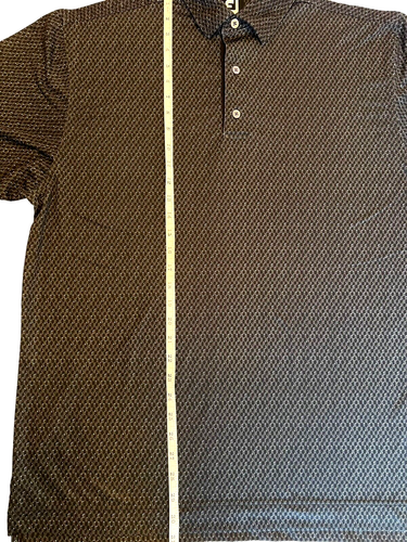 FootJoy FJ Men's Large Golf Polo Shirt Black Geometric Print Short Sleeve - Picture 7 of 8