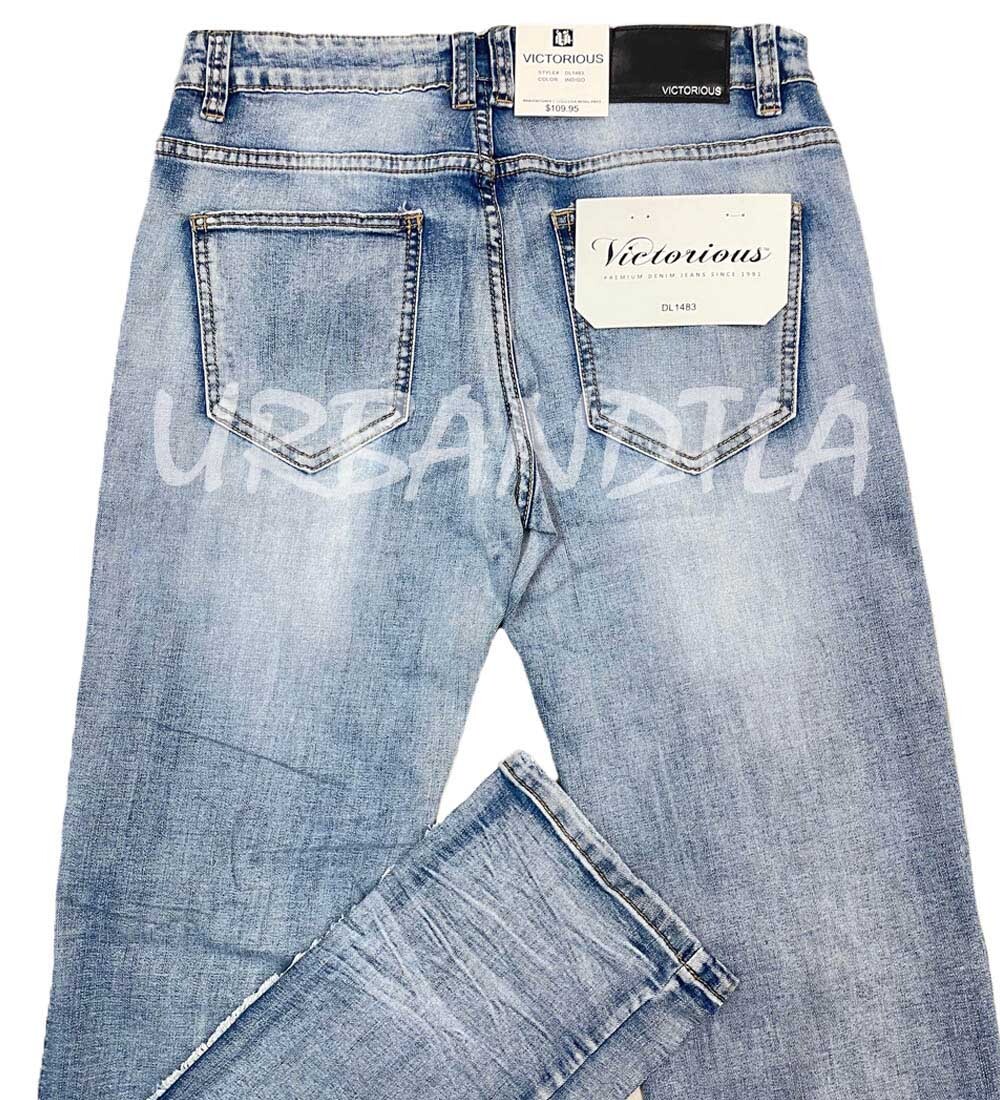 Men's Stacked Fit Raw Edge Distressed Denim Jeans DL1483 | eBay