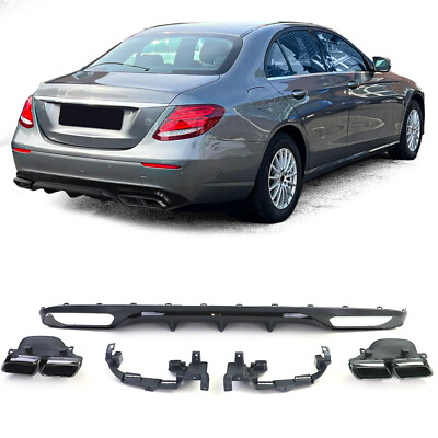 Heckdiffusor mit Endrohren Schwarz für Mercedes E Klasse W213 ohne AMG Line