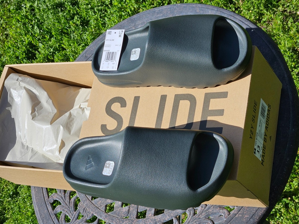 🔥 AUTHENTIC Black Adidas Yeezy Slide DARK ONYX ID5103 US
